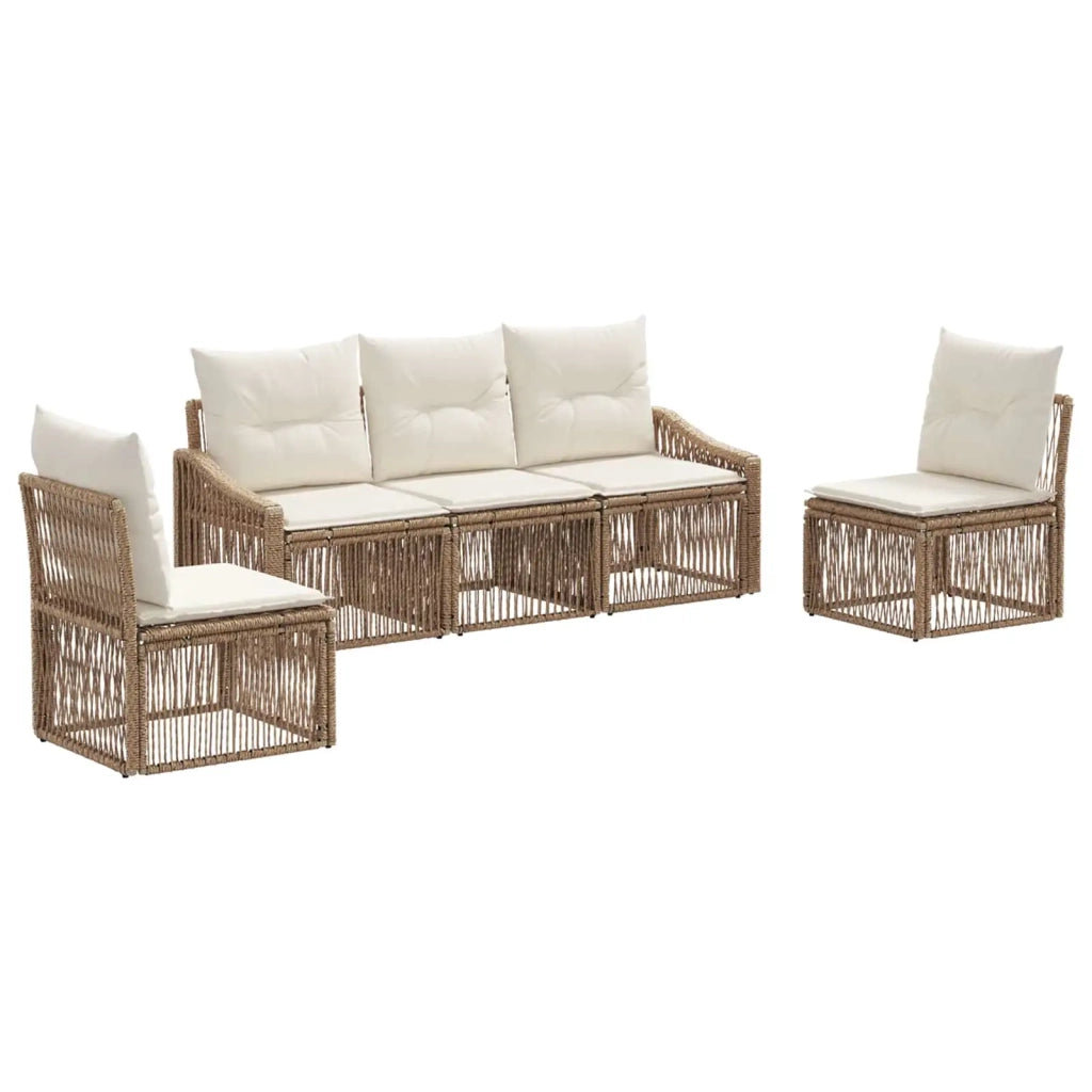 Set Divano da Giardino 5 pz Beige polyrattan 3435963