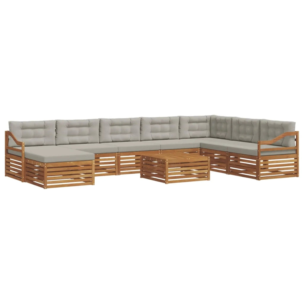 Set di divani da esterno 9 pcs Grigio Naturale e Chiaro 3373996