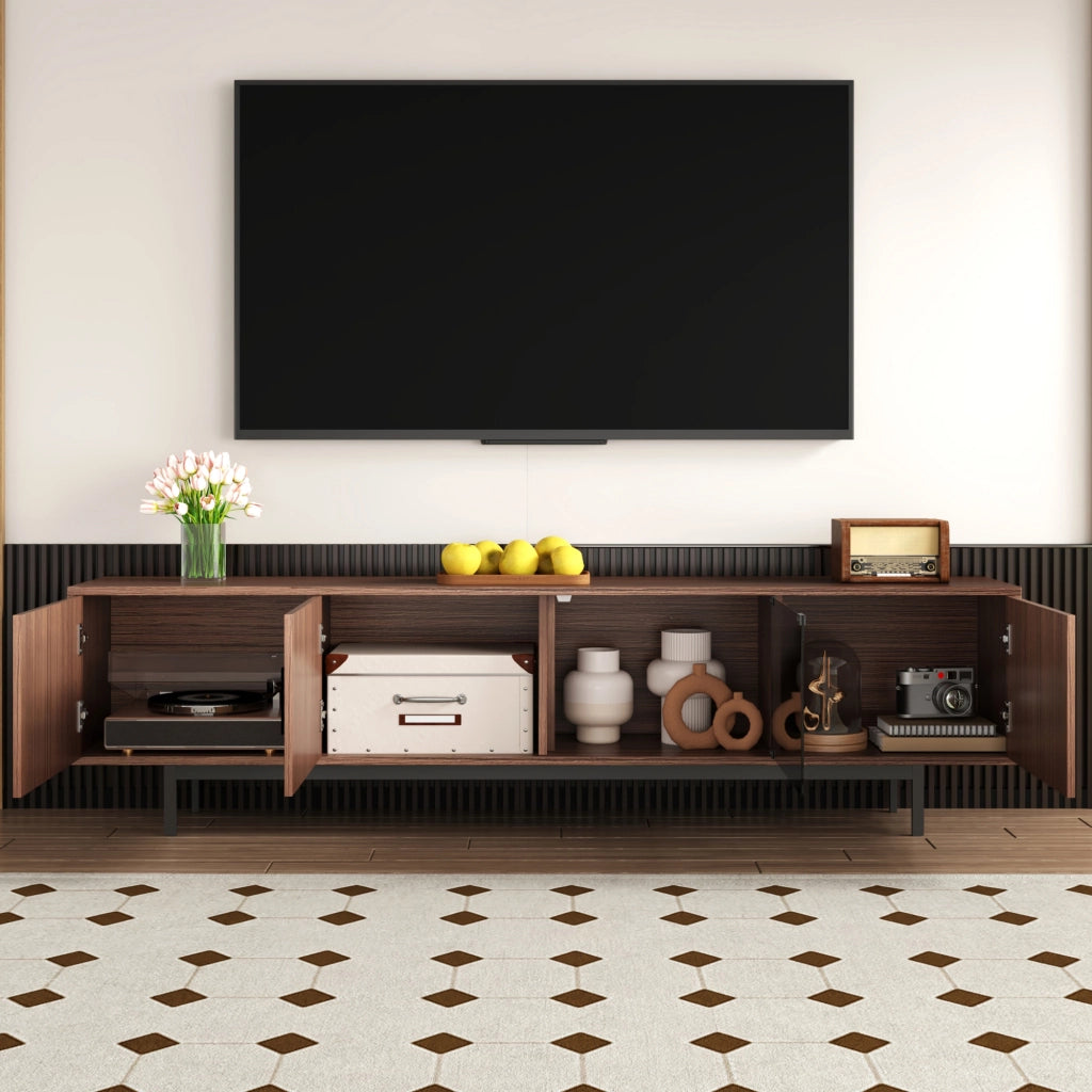 Mobile TV con striscia LED controllabile via app e Bluetooth marrone noce e nero 200 × 35 × 53 cm