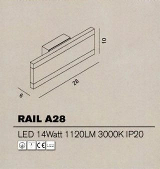 RAIL APPLIQUE CM 28 MONOEMISSIONE LED 14W 3000K
