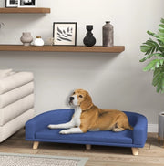 Divano letto per cani in poliestere blu con cuscino imbottito removibile e struttura rialzata