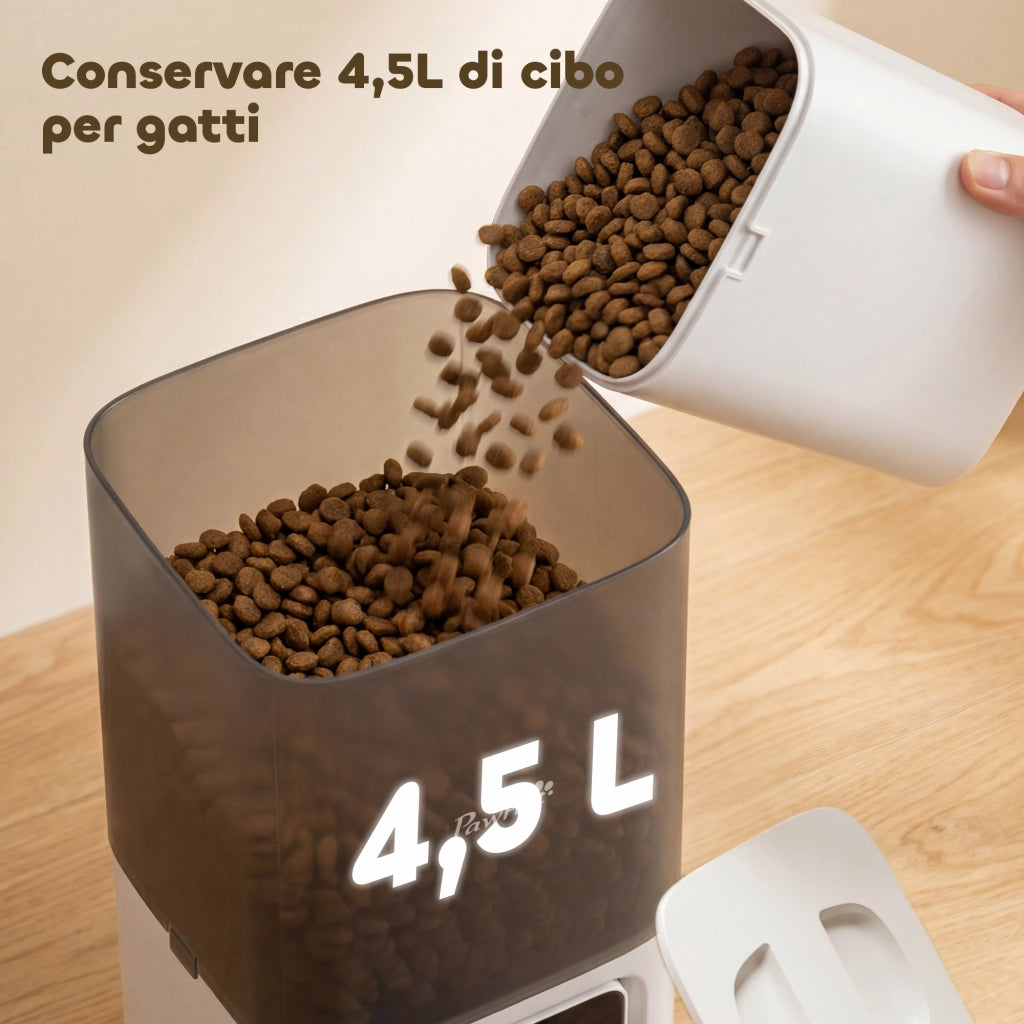 Distributore Cibo per Gatti Automatico ¨C Minimal ¨C Bianco 4.5L