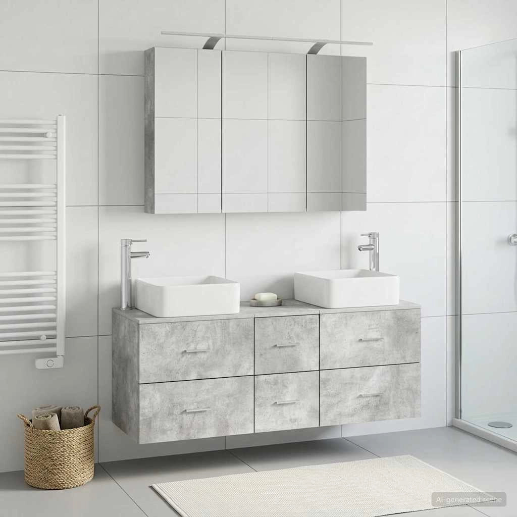 Set di mobili per il bagno 4 pz Grigio Cemento 3406778
