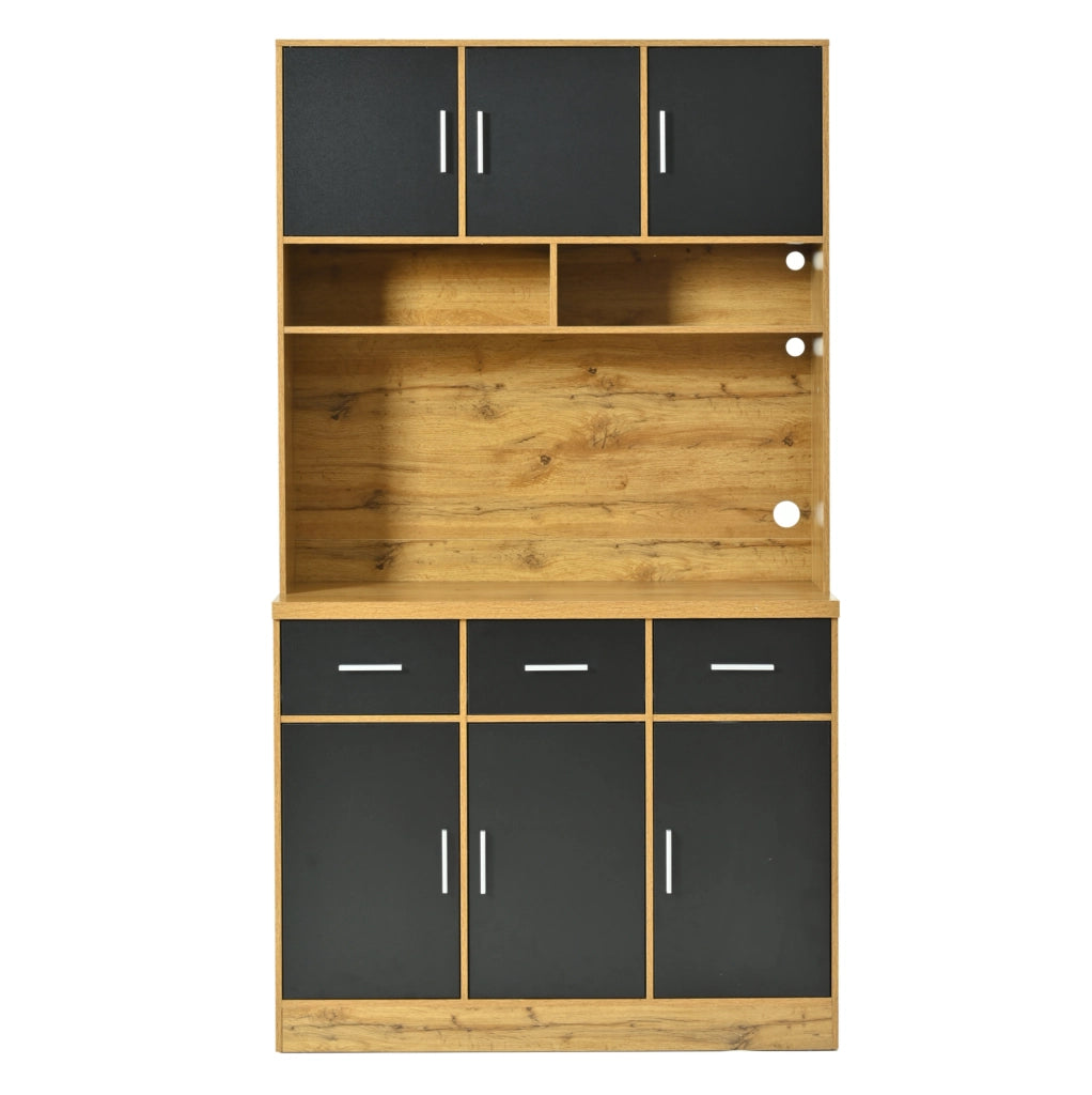 Buffet multifunzionale 100x40x180 cm con LED controllati da app, cassetti, ripiani regolabili e prese integrate, ideale per cucina e sala da pranzo