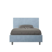 Letto una piazza e mezza con rete imbottito 120x190 microfibra azzurro Adele