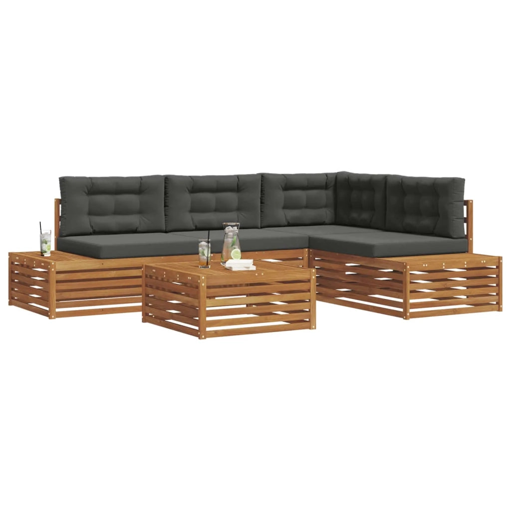 Set di divani da esterno 5 Pezzo Naturale e Antracite 3374097