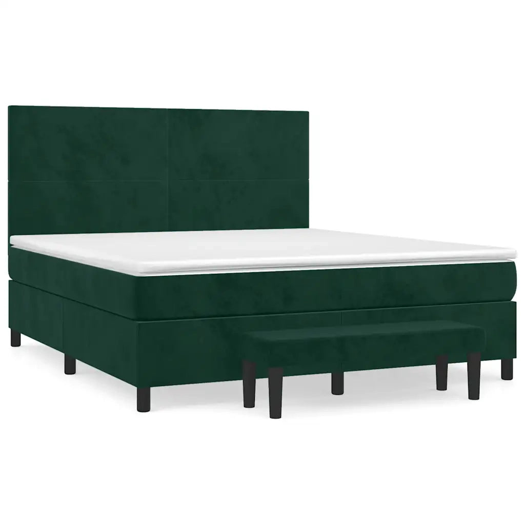 Giroletto a Molle con Materasso Verde Scuro 180x200 cm Velluto 3137740