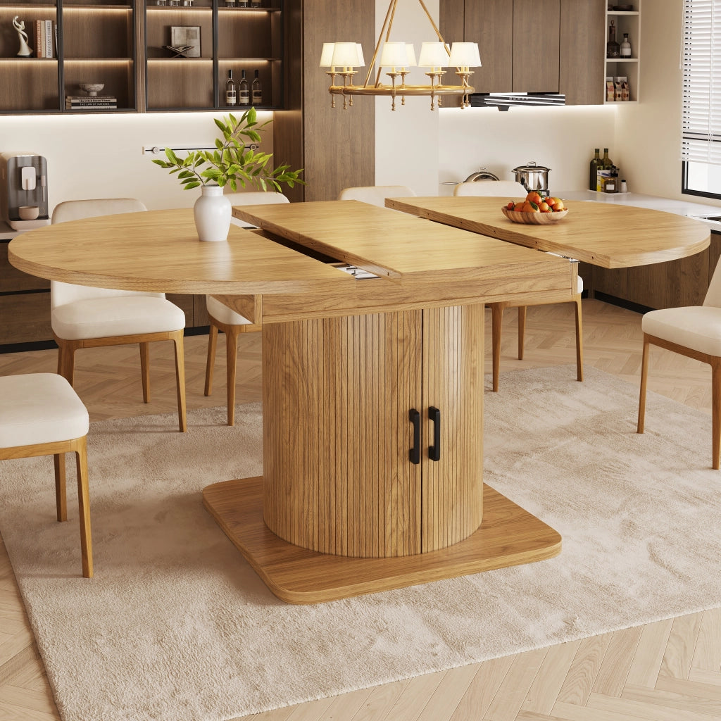 TAVOLO Allungabile con Contenitore 118-158x118x76 cm MDF e Metallo Naturale