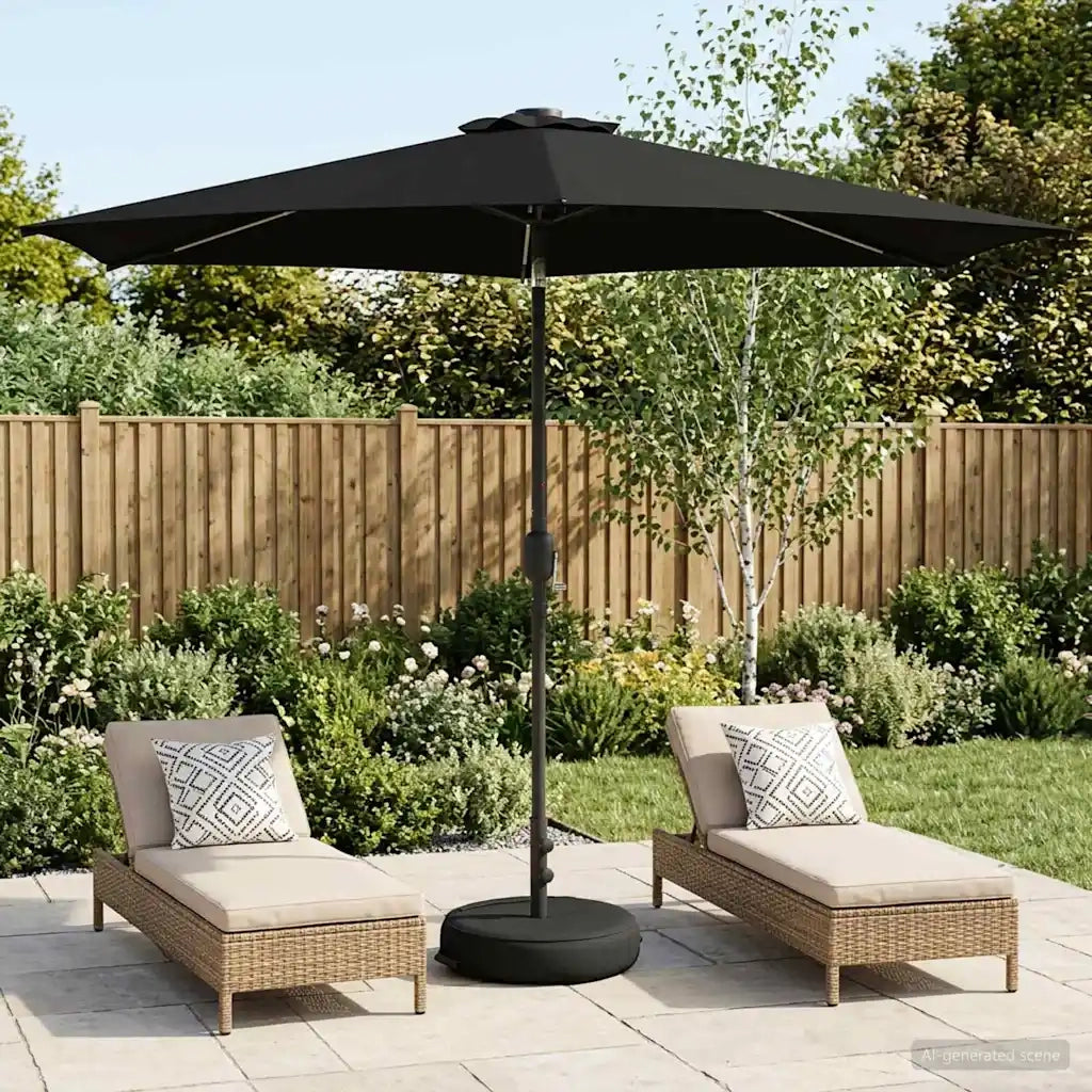 Ombrellone da giardino-Parasol da giardino con luci LED e base 300 x 300 cm Poliestere 791841