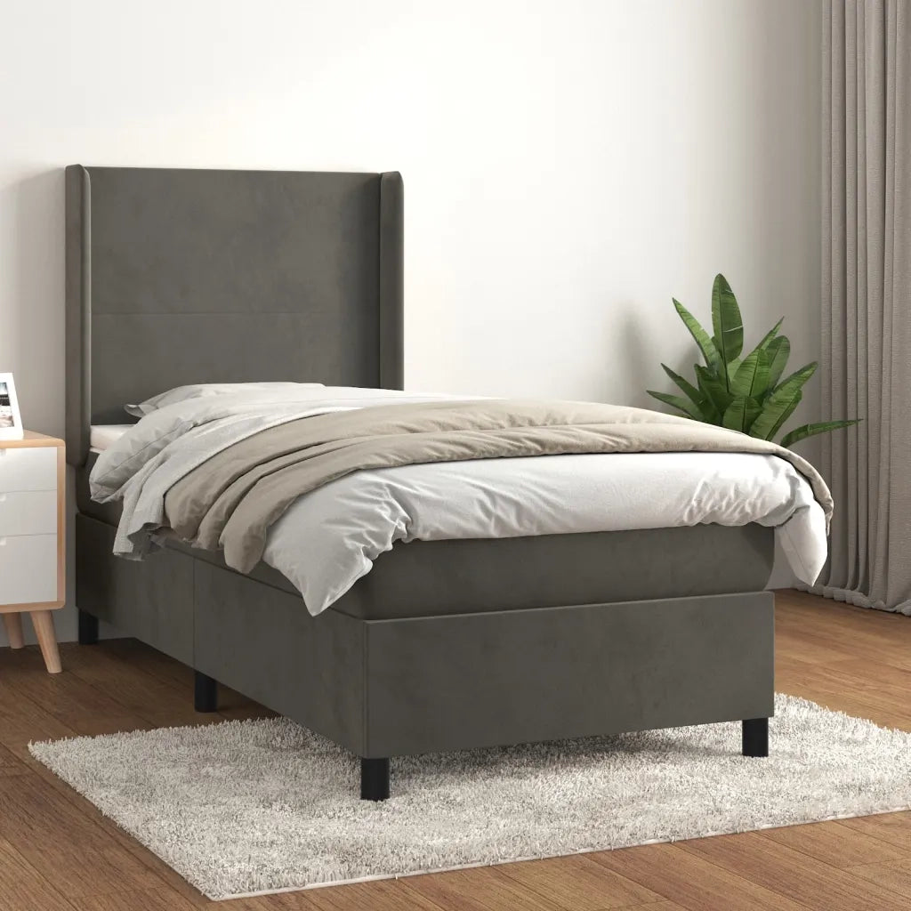 Giroletto a Molle con Materasso-Struttura Letto Grigio Scuro 80x200 cm Velluto 995528