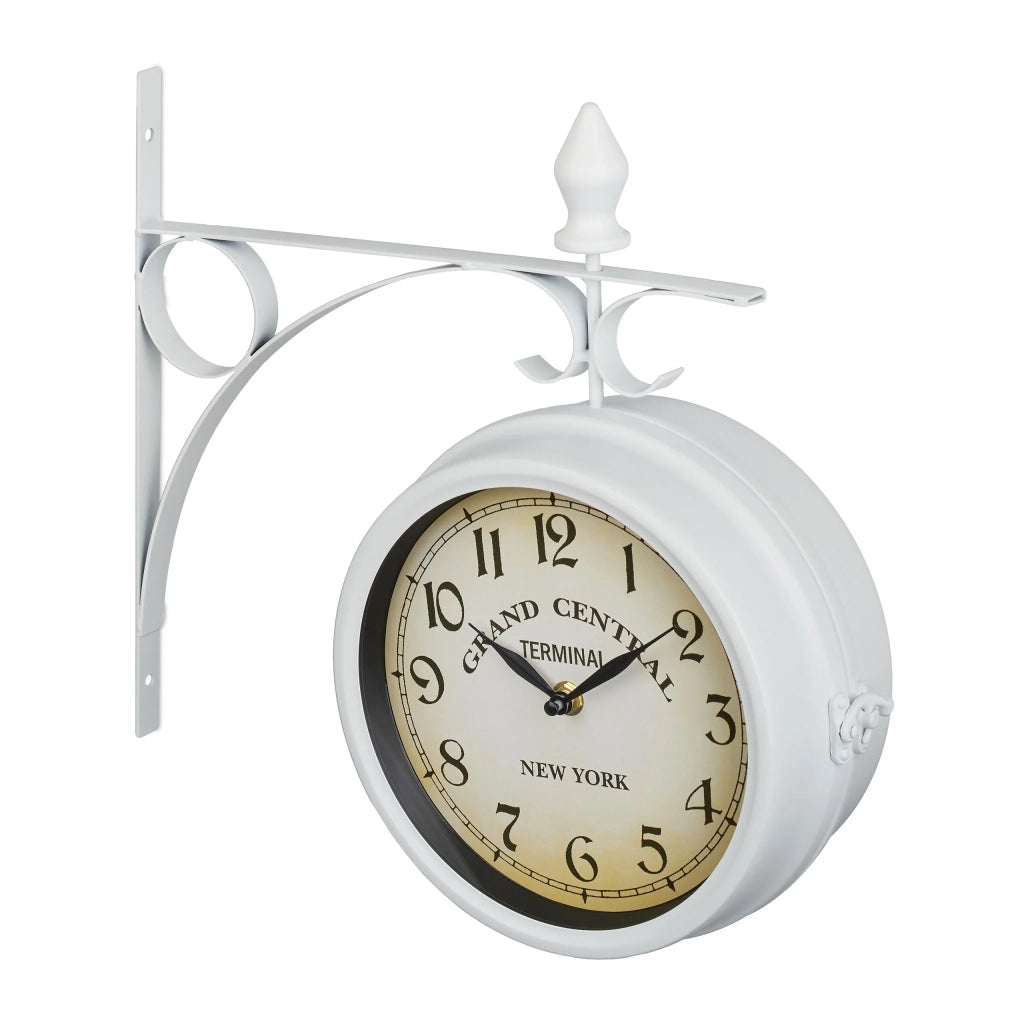 Pratico orologio da parete retrò design vintage 30 x 30 cm atmosfera accogliente in plastica bianca 13_0013299