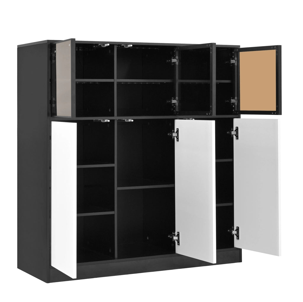 Mobile contenitore con 6 ante e illuminazione LED; 100 x 40 x 105 cm; nero e bianco