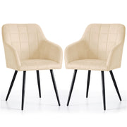 Set di 2 Sedie imbottite con cuciture quadrate LUXANO Beige gambe nere