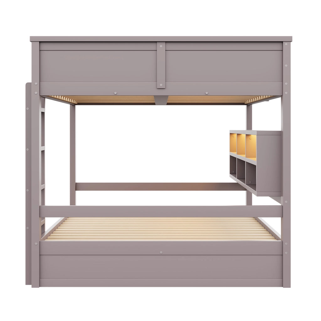 Letto a castello con armadi e LED, 160x200 cm, marrone