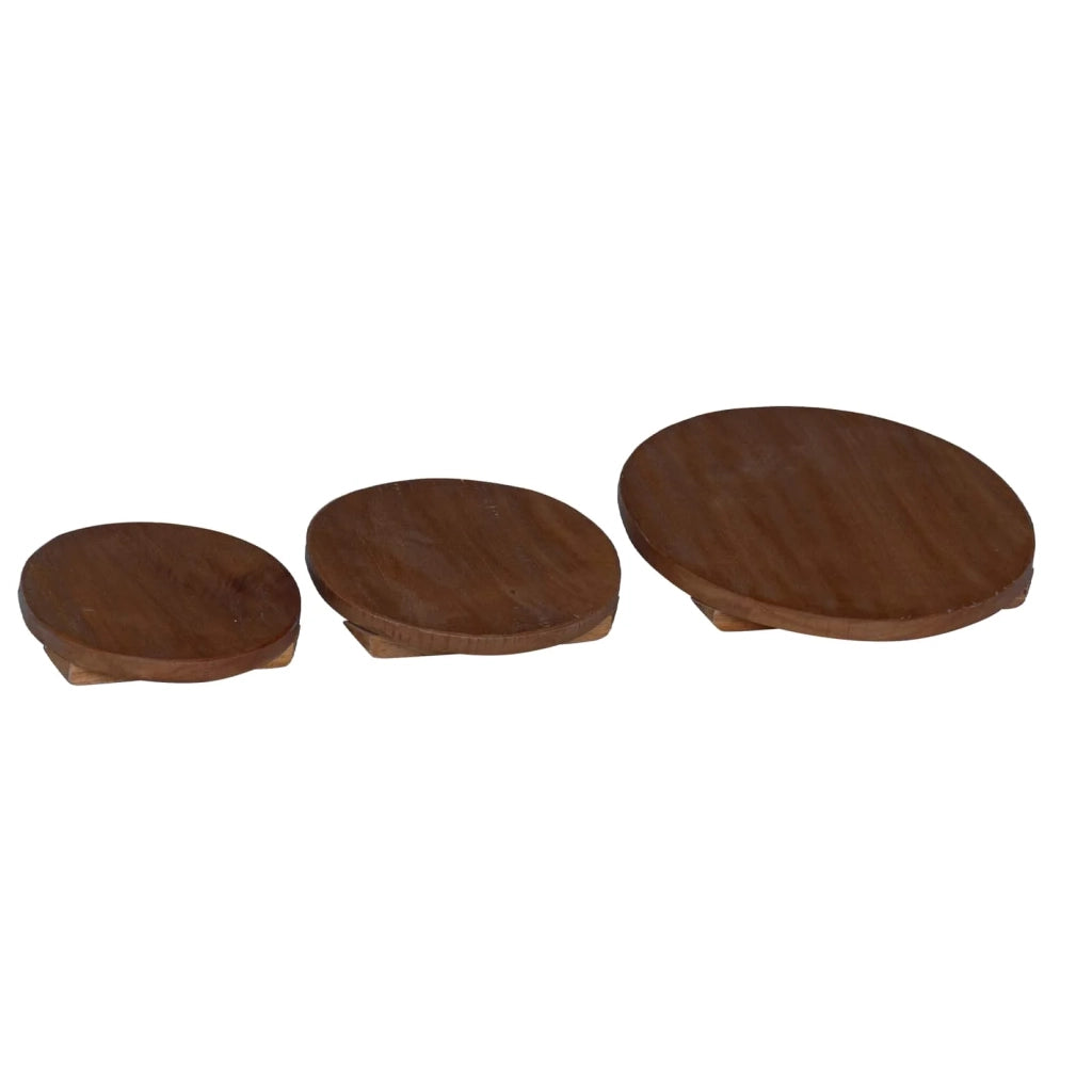 Set di 3 sgabelli per piante rustici da esterno 29 x 29 x 3,5 cm in legno di mogano marrone 02_0058962