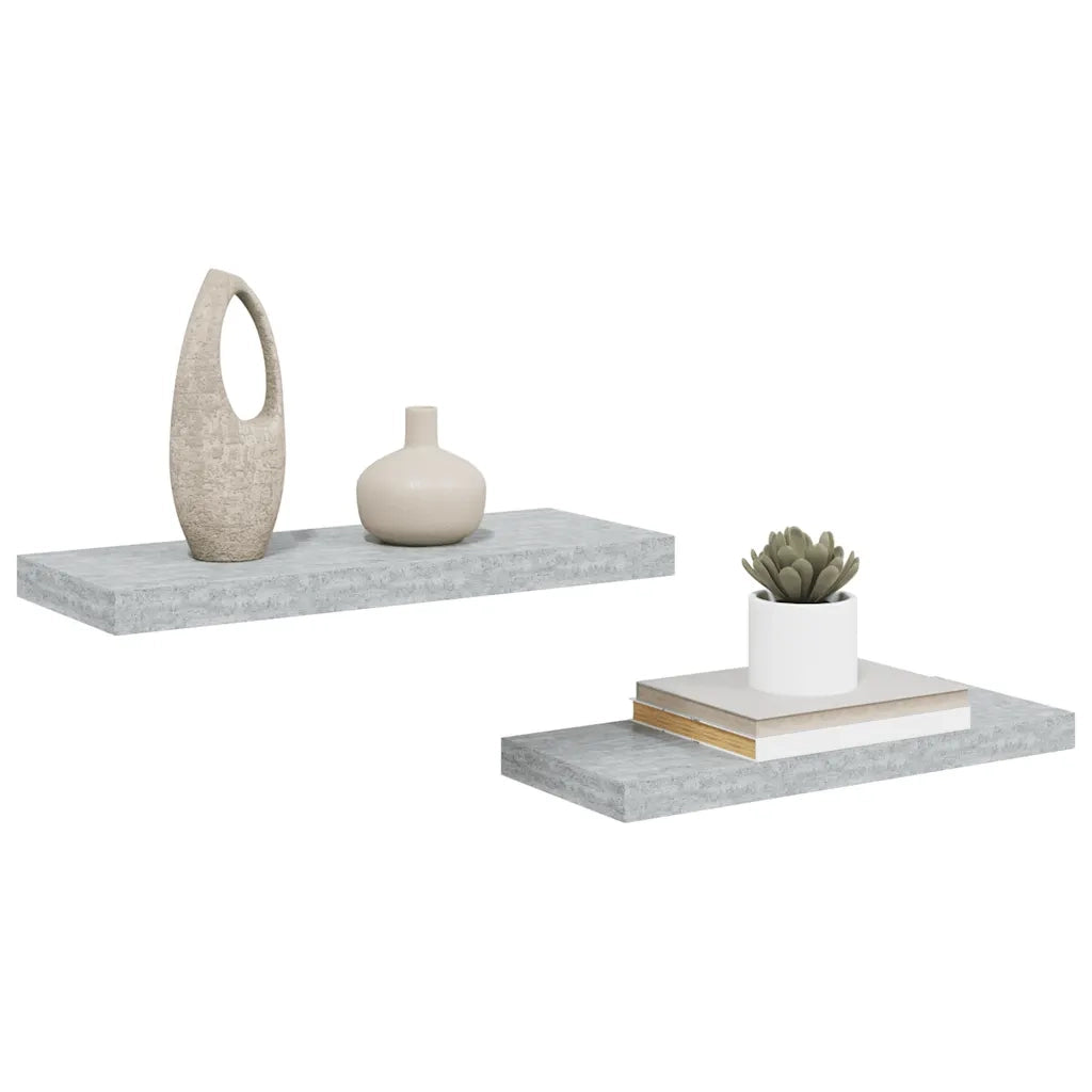 Scaffali a Parete 2 pz Grigio Cemento 60x23,5x3,8 cm in MDF 326598