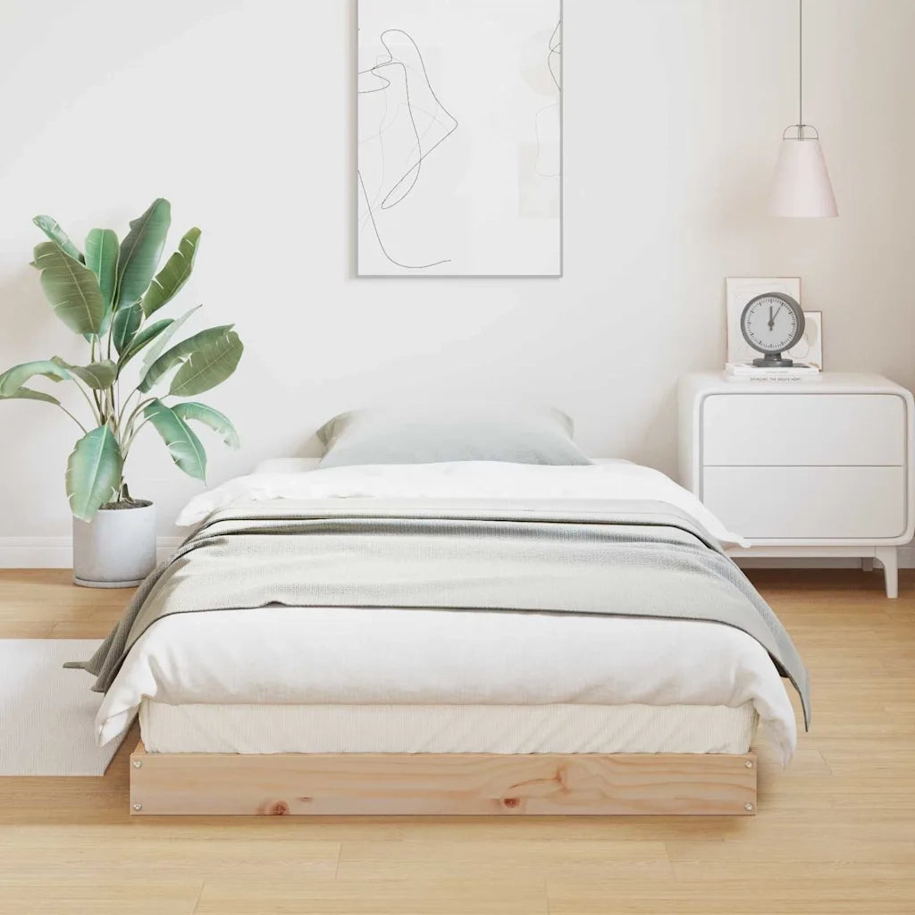 Letto singolo | Letto per adulti | Struttura letto a terra Naturale 100 x 220 cm Pino massello