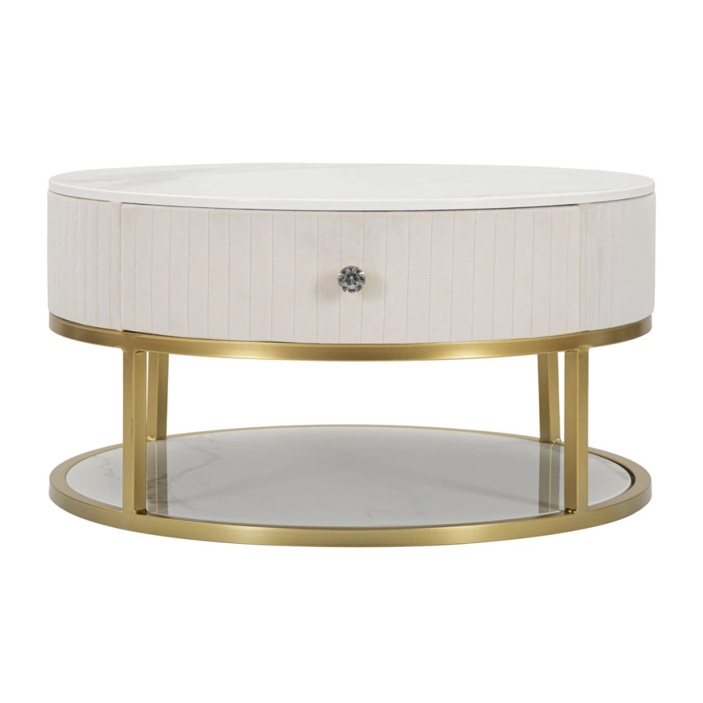 Tavolino VKH529, Bianco, Legno, 75x75x36 cm