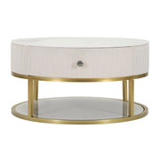 Tavolino VKH529, Bianco, Legno, 75x75x36 cm