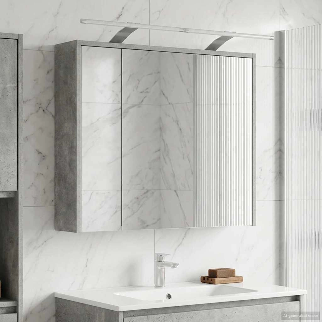 Mobiletto per specchio da bagno Grigio cemento 889178