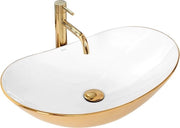 Specchio da bagno Opzetwastafel 62x36 cm in legno bianco e oro