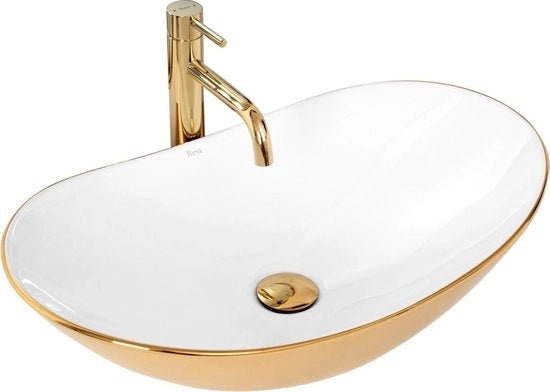 Specchio da bagno Opzetwastafel 62x36 cm in legno bianco e oro