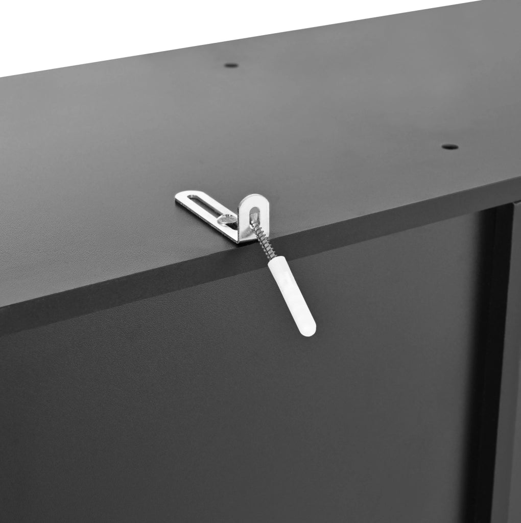 Credenza alta 120 cm con vetrina LED e portabicchieri