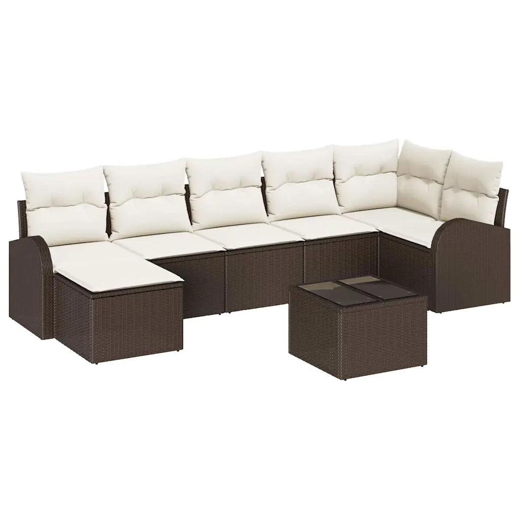 Set di divani con cuscino 8 pcs Marrone polyrattan