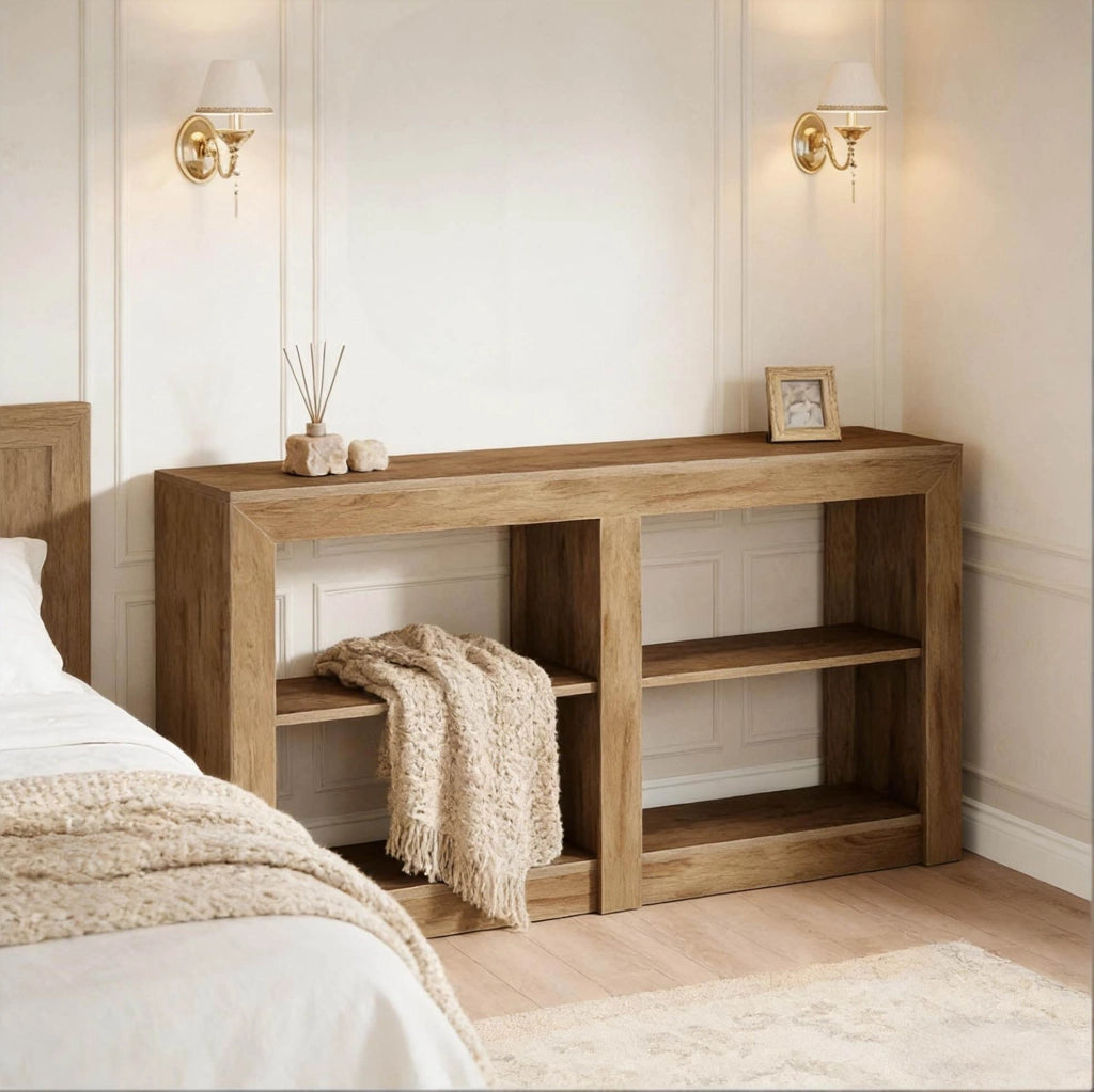 Tavolo Consolle a 3 Ripiani in MDF 150x35x85 cm, Tavolo d'Ingresso Rustico