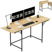 Scrivania Computer Regolabile con 2 Ripiani Estraibili ¨C Minimal ¨C Rovere Nero 100x50x75