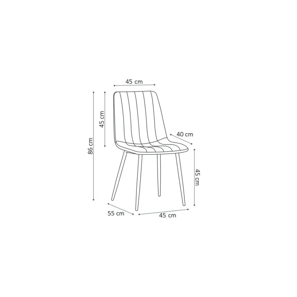 Sedia BRUCE – Velluto grigio – Piedi in metallo nero – H86 x L45 x P55 cm