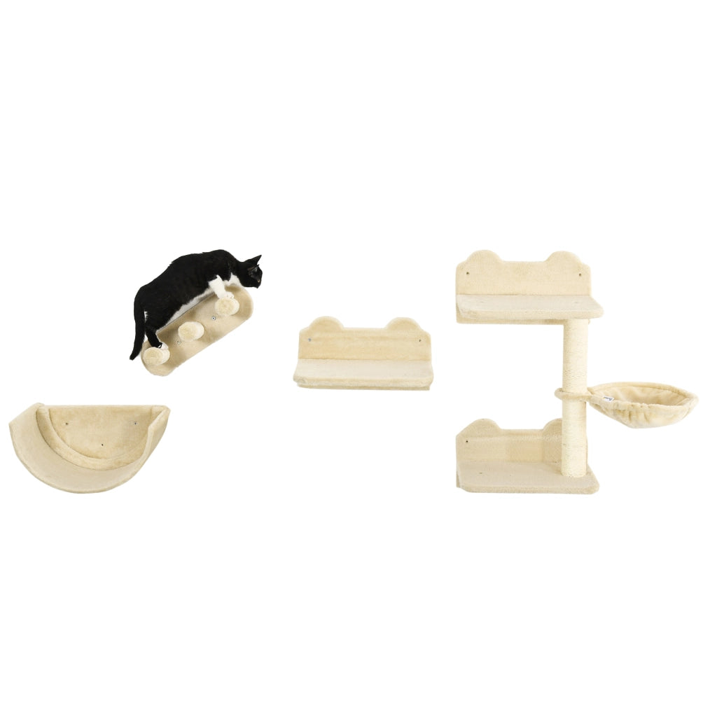 Set di Ripiani e Amache per Gatti ¨C Zephmum ¨C 4 Pezzi Beige