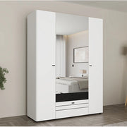 Armadio Camera da Letto Watamu, Guardaroba Grande 6 Ripiani, 155x208h cm Bianco Opaco