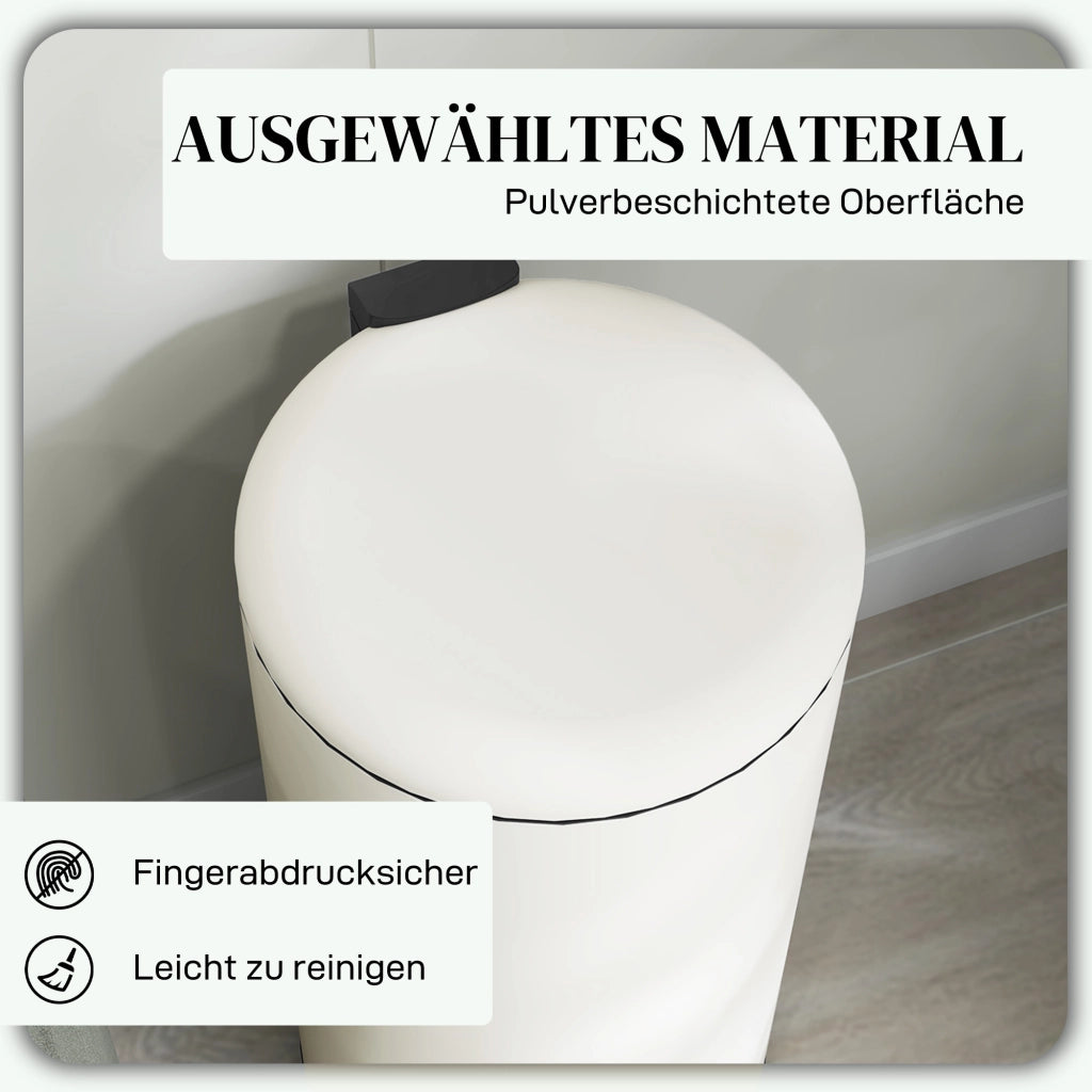 Pattumiera a pedale da 30 l con coperchio a chiusura silenziosa e secchio interno color avorio per cucina e ufficio