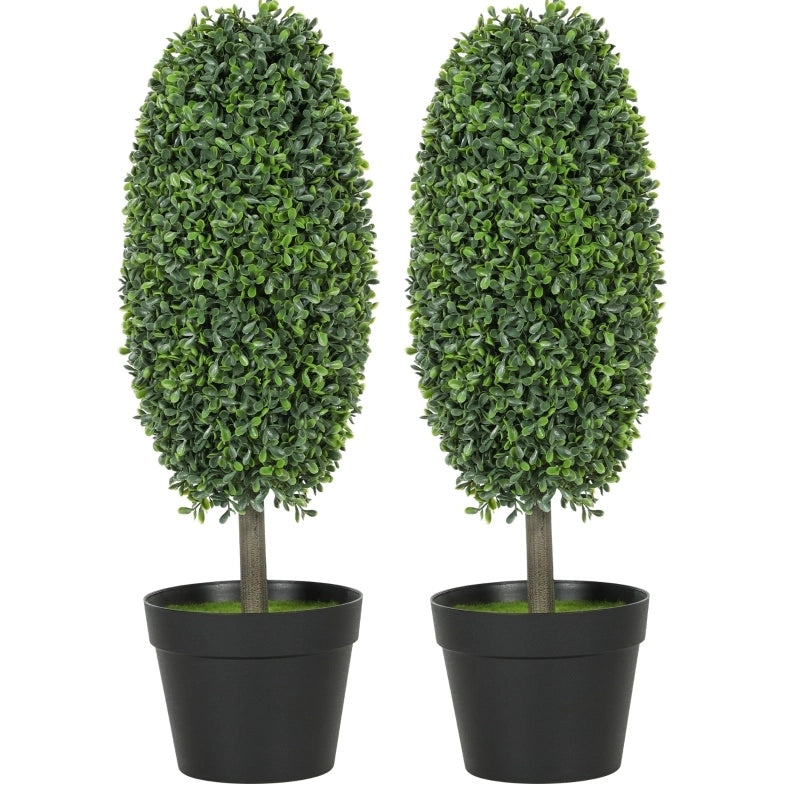 Set di 2 piante artificiali da 60 cm in plastica verde UV per interno/esterno