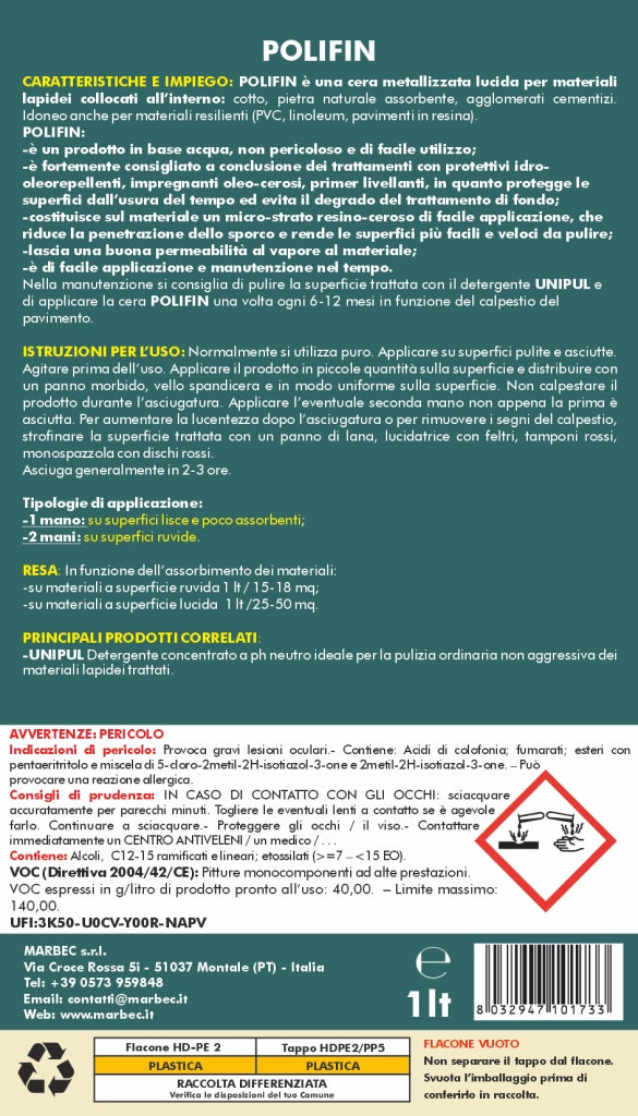 Cera metallizzata POLIFIN   1LT