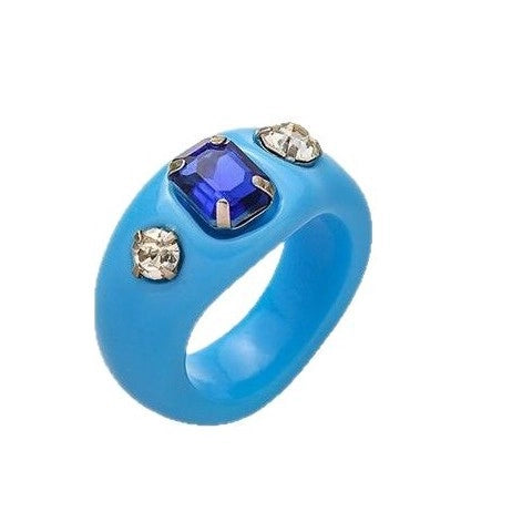 Anello per indice dal design di nicchia, perfetto per Instagram, realizzato a mano, colorato e impreziosito da strass, in stile coreano.