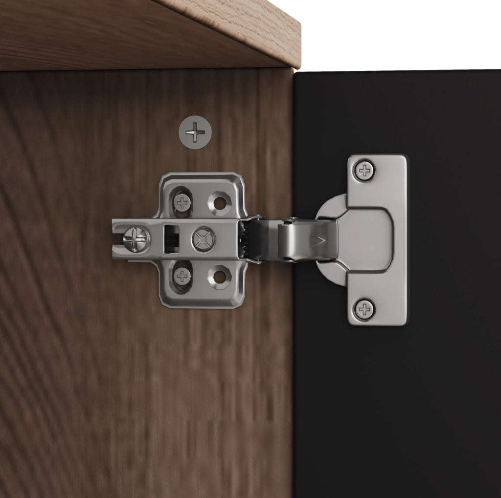 Mobile TV 180x35x49 cm con 3 ante e ripiani, rovere e nero