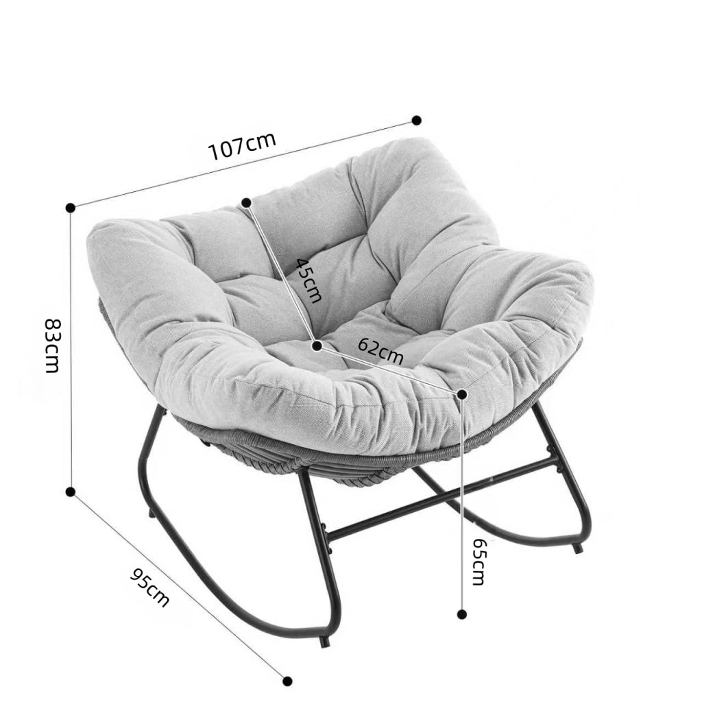 Poltrona a Dondolo in Velluto ¨C MINIMAL ¨C Grigio