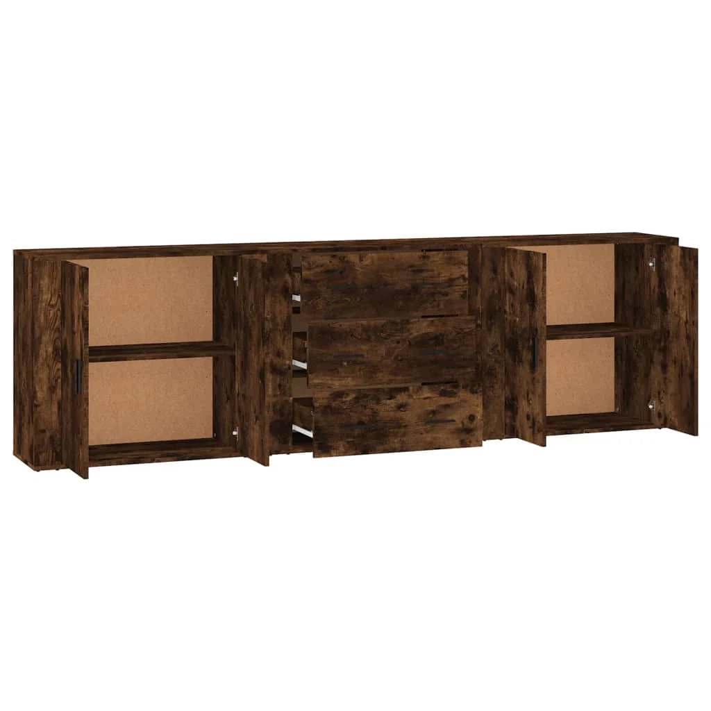 Buffet credenza cassettiera armadio mobile contenitore organizer per cucina soggiorno salotto 3 pezzi legno composito marrone 02_0037057