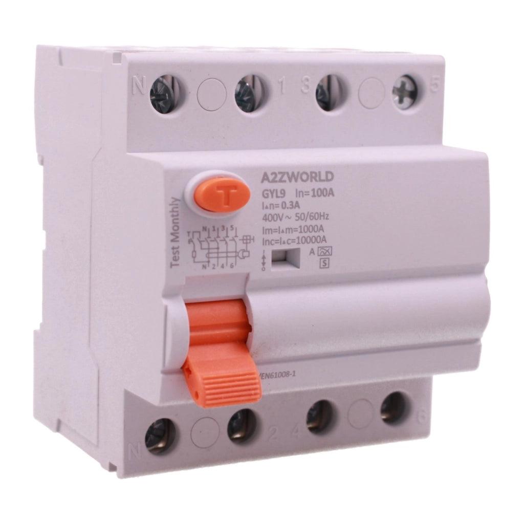 RCCB Interruttore Differenziale Selettivo Tipo A S 300mA/0.3A 3P+N 4M 10kA AC 400V IP20 Elettromeccanico IEC61008-1 GYL9, Corrente Disponibili 40A 63A 100A (100A)