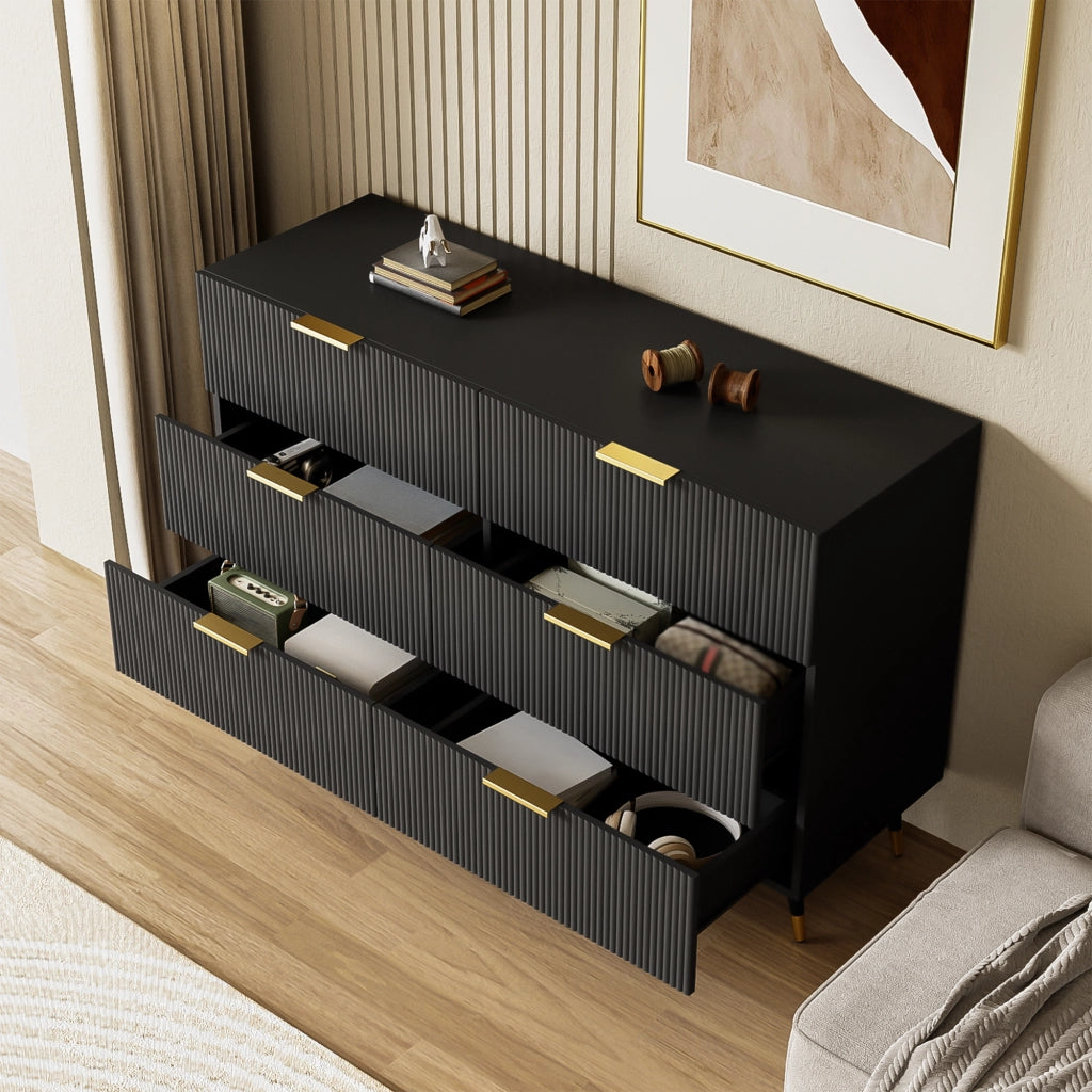 Credenza con 6 cassetti; design moderno; per soggiorno; sala da pranzo e camera da letto; 120 × 40 × 77 cm