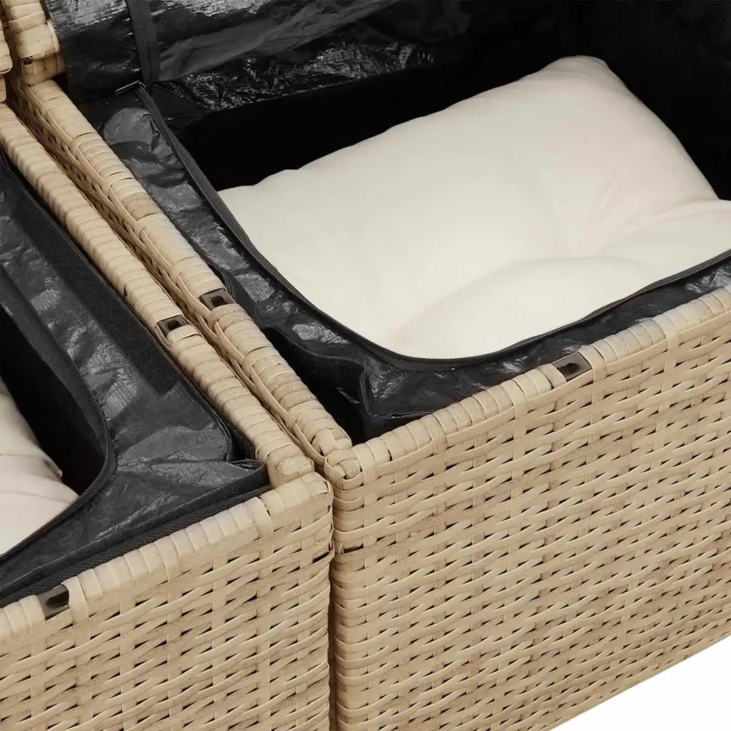 Set Divano da Giardino 6 pcs Beige e Crema polyrattan