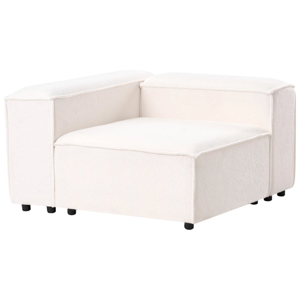 Modulo angolare a 1 posto rivestimento in tessuto bouclè bianco soggiorno stile moderno
