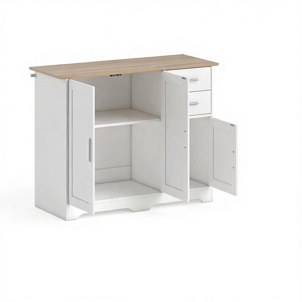 Madia con 2 cassetti e 2 ante con ripiano regolabile per soggiorno; cucina o ingresso; in MDF e truciolare; 100×40×78 cm