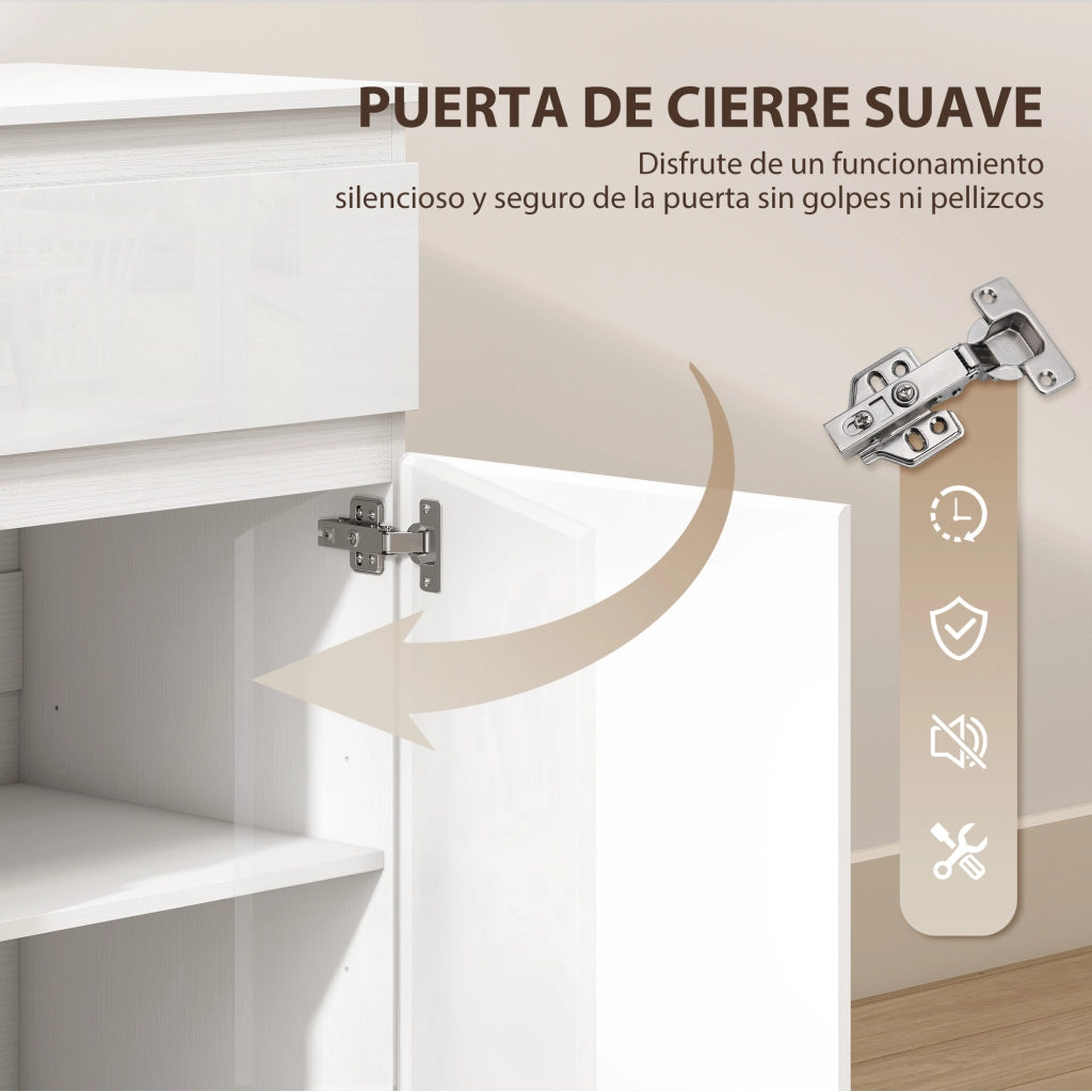 Armadio Bianco con Cassetti e Ripiani ¨C Zephmum ¨C 100x40x80 cm