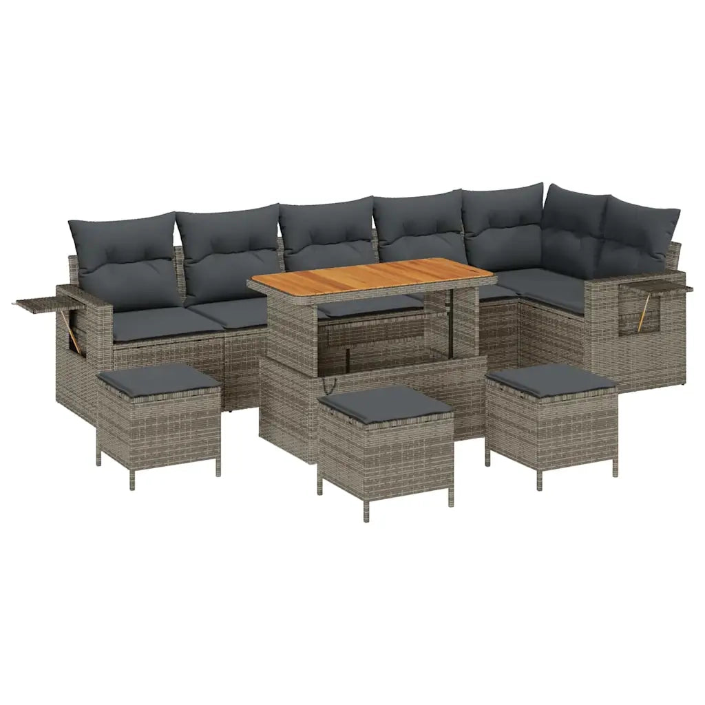 Set Divano da Giardino 10 pcs Grigio polyrattan 3361773