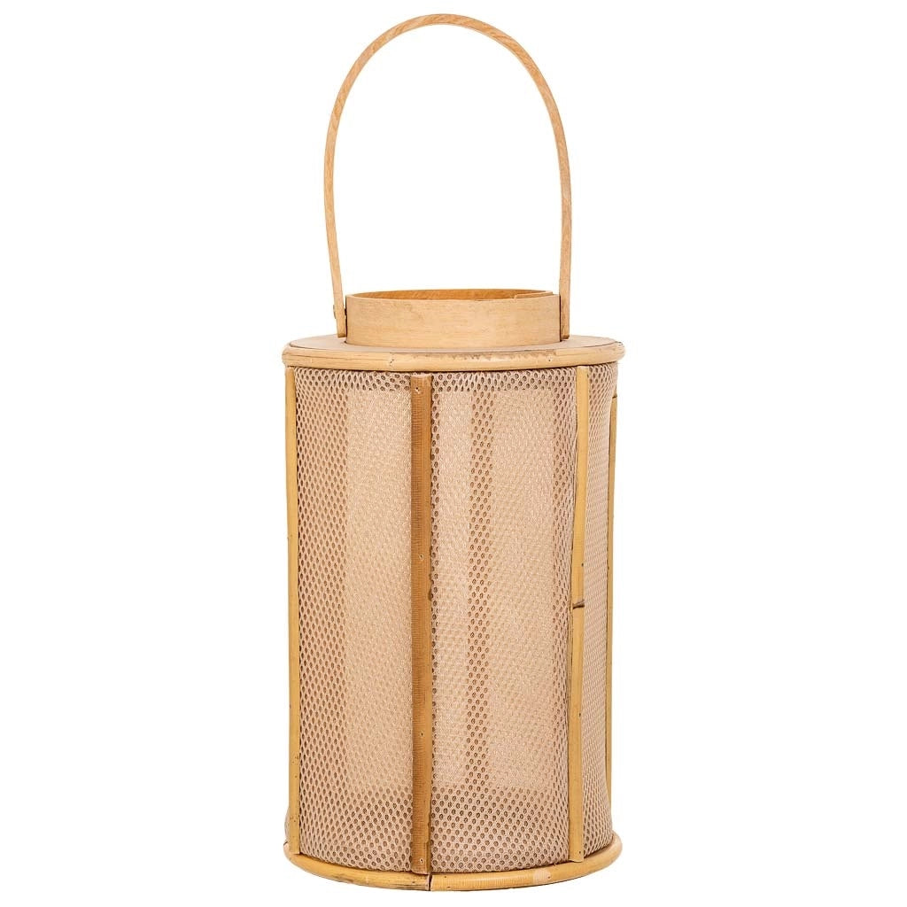 Lanterna in legno marrone e bambù d11x27h