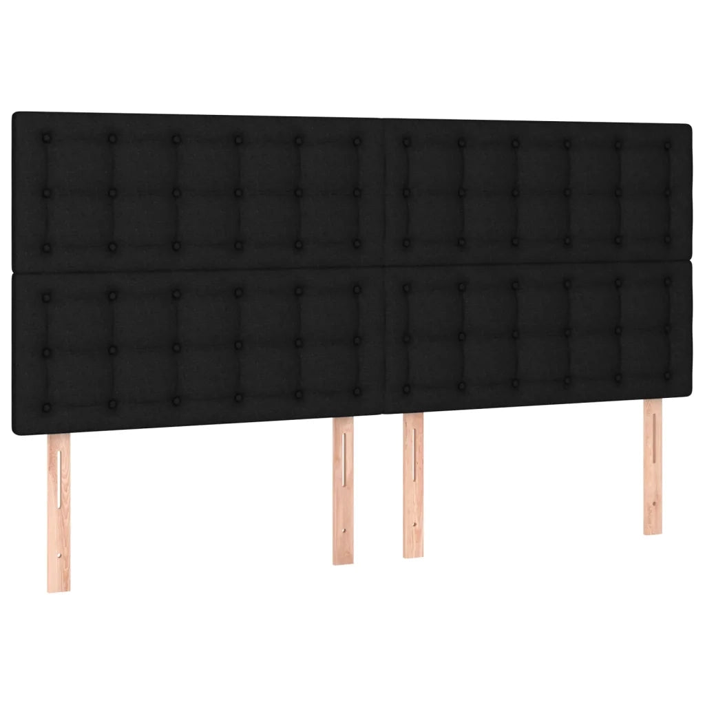 Testiera | Testata Nera 200x5x118/128 cm Tessuto
