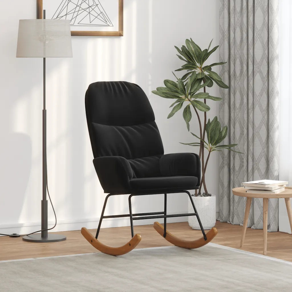 Sedia a Dondolo Nera in Velluto CFW4753990